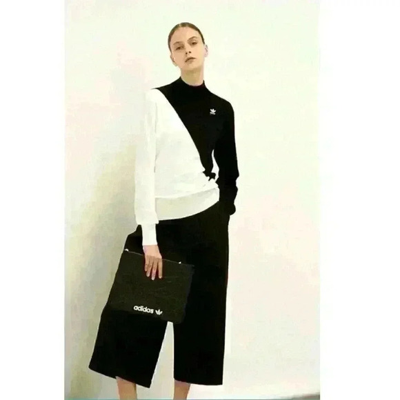 Adidas Originals X HYKE Mock Neck Colorblock Sweater Black White Women’s L. SC3 - Picture 1 of 8
